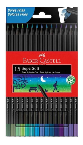 Lápiz Faber Castell Supersoft Cold Colors de 15 colores