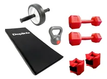 Comprar Combo Colchoneta + 2 Mancuernas 1 Kg + Rueda + Pesa Rusa 2kg Color Negro Deporar: Mancuernas Pvc - Par Tobilleras Eco 2 Kg