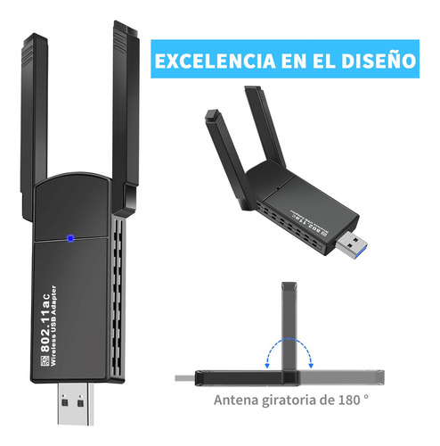 Adaptador Wifi Usb 1300mbps 5dbi Wifi Receptor