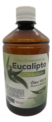  Óleo De Eucalipto Citriodora 100% Puro Natural 500ml