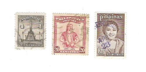 Lt1223. Tres Estampillas De Filipinas, 1947-1973