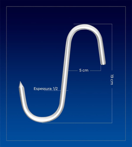 Imagem 2 de 2 de Gancho Para Carne S6 (açougue), Kit Com 3 Unidades-picelli