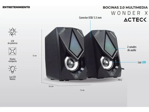 Bocinas Acteck Wonder X X900 6W 3.5mm Negro AC-929721