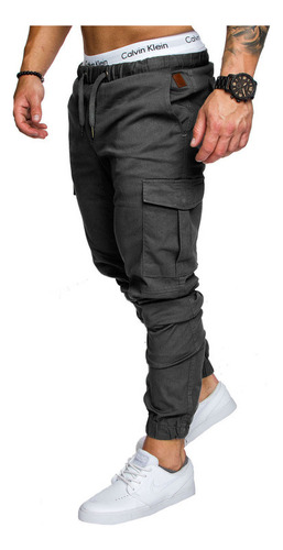 Pantalones Algodón Elástica Hombre Cargo Múltiples Bolsillos