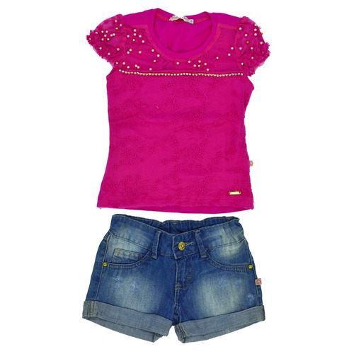 1305 Cj Bl Short Jeans Monet Planet Kids Pink