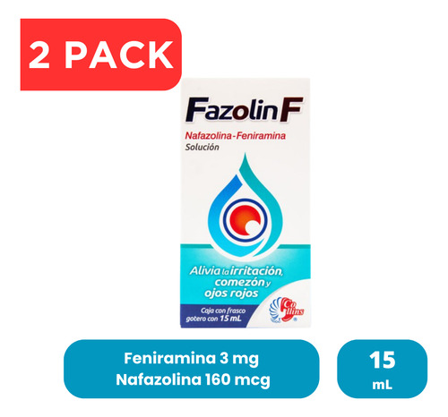 Feniramina Nafazolina 2 Pack Frasco Con 15 Ml Oftálmico