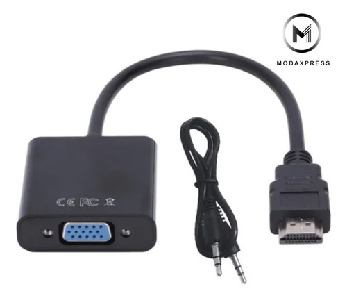 Cable Conversor Hdmi A Pantalla Vga En Full Hd Incluye Cable Audio 3.5mm Consolas Notebooks Proyector Adpatador Modaxpress