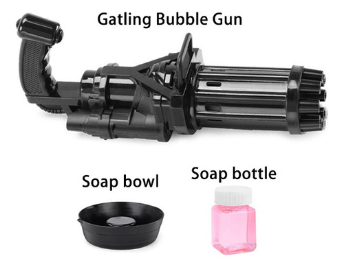 Gatling - Pistola De Burbujas Para Niños, Color Negro
