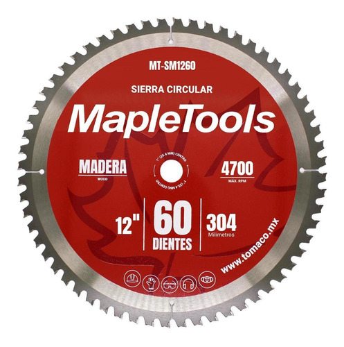 Disco Sierra Circular 12  Centro 1 60 Dientes Maple Tools