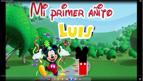 Invitación Video Mickey Mouse  Animado Tarjeta Digita Clasic