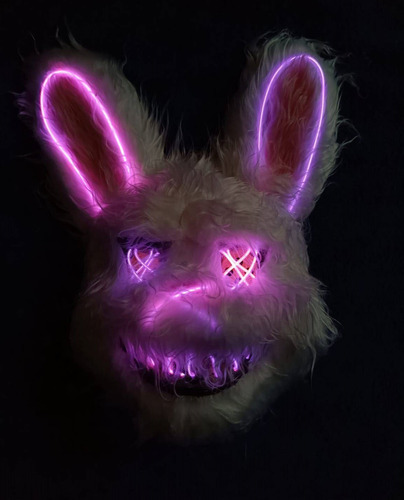 Mascara De Conejo Malo Peluche Accesorios Para Halloween Color Blanco