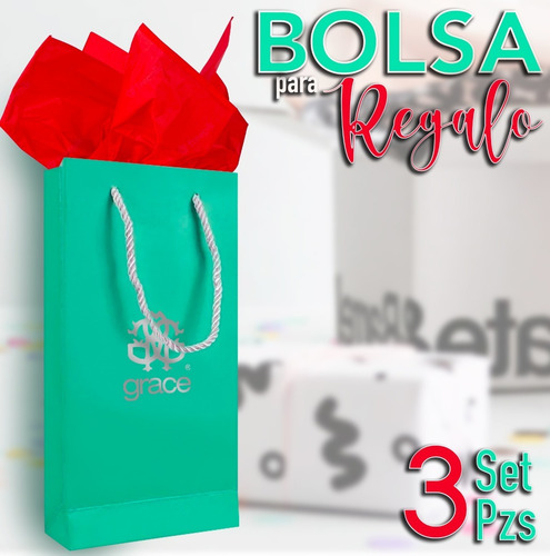 Imagen 5 de 7 de Set 3 Piezas Bolsa De Regalo Chica Tipo Boutique Grace