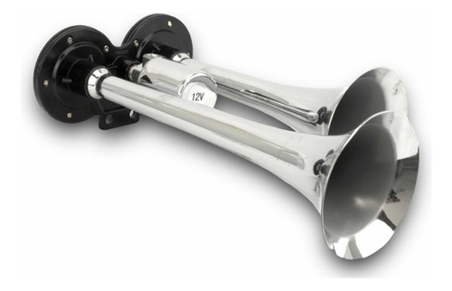 Corneta Importada Aire Cromada Doble Camión 12-24v Acero/ino