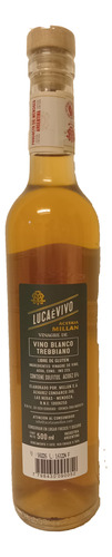 Vinagre De Vino Blanco Trebbiano Luca É Vivo Millan 500cc