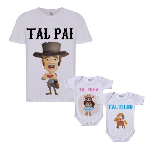 Kit Camiseta + Body Tal Pai Tal Filho/filha Cowboy Country