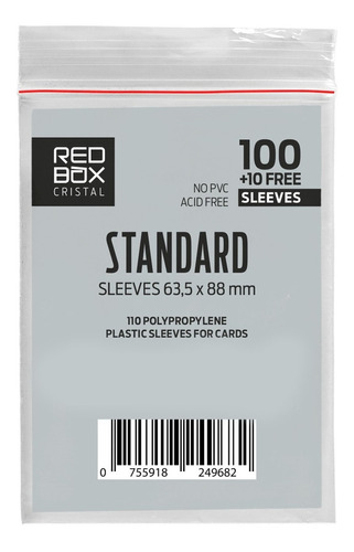 110 Sleeves Standard Cristal 63,5 X 88 Red Box Pokemon Magic