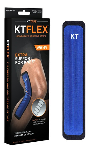 Cinta Kinesiologica Kt Flex Para Soporte Rodilla X8 Color Azul