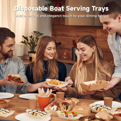 100 Platos De Bambú Desechables 7.5 Para Barcos Y Sushi