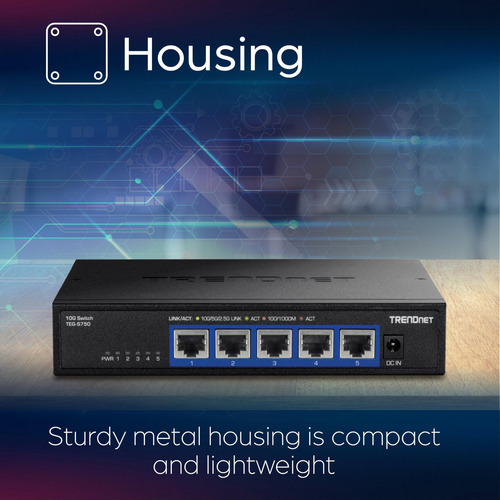 Switch Trendnet Teg-s750 De 5 Puertos 10g Rj-45 100 Gbps Neg
