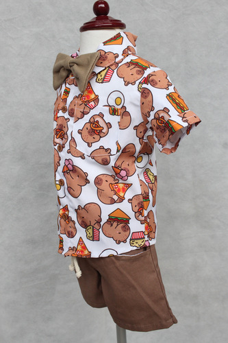 Conjunto Capibara Niño: Playerita, Moño Y Short 3 Piezas