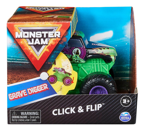 Monster Jam - Escala 1:43 - Click & Flip - Grave Digger Cor Colorido