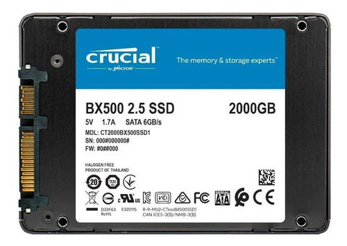 Disco Solido Bx500-2000gb (2tb) Ssd Sata 2.5 Crucial