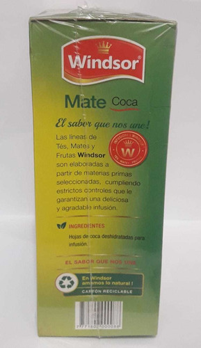 Imagen 7 de 9 de Te Windsor Mate De Coca 100 Saquitos
