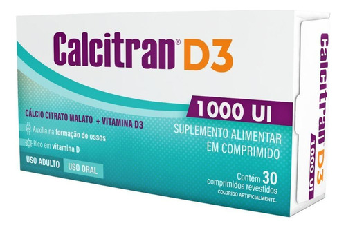 Kit Calcitran D3 1000ui Com 2 Caixas De 30 Comprimidos Cada