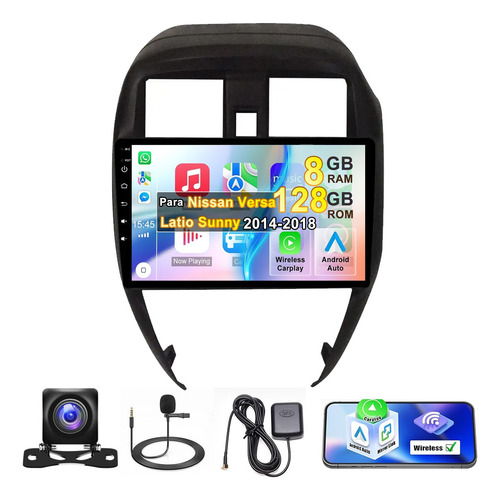 Autoestéreo De Pantalla Nissan Versa Latio Sunny 2014-2018 Negro