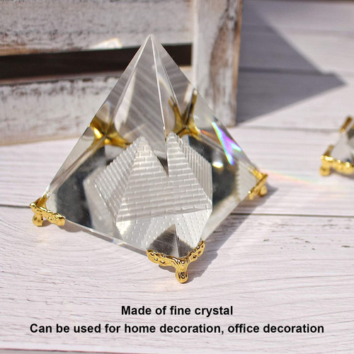 Pirámide Tallada En Cristal Para Meditación Con Prisma Piram