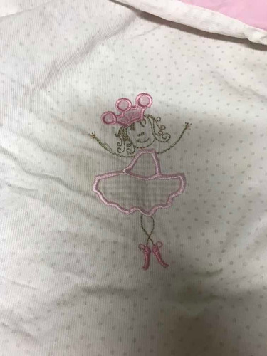 Acolchado Infantil Arredo Liso Rosa Y Blanco Con Rosa