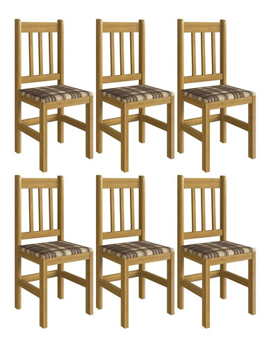 Conjunto 6 Cadeiras Xadrez Zamarchi Estofado Bagé Cerejeira