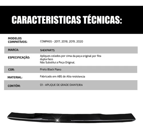 Aro Moldura Grade Dianteira Preto Compass 2017 2018 Aro Moldura Grade Dianteira Preto Compass 2017 2018