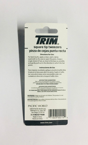 Imagen 2 de 4 de Pinza Para Depilar Trim X 1 En Blister Ar1 00214 Ellobo