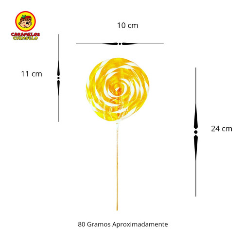 10 Paletas De Caramelo Amarillo Con Blanco. Dulce Artesanal.