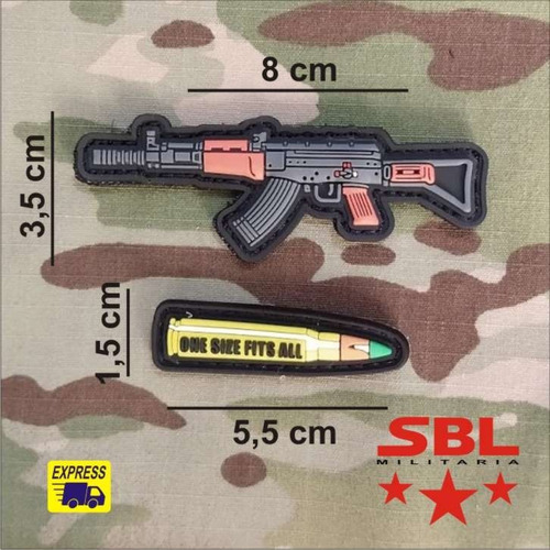 Funny Patch Emborrachado Ak + Bala Traçante De Fuzil