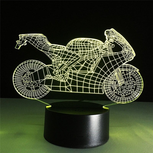 Motocicleta Led 3d Óptica Luz Nocturna Figura De Acción