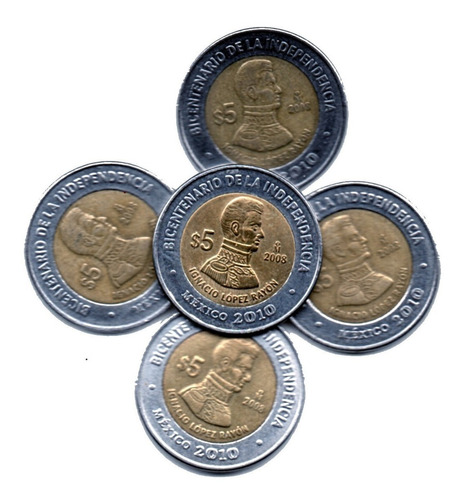 Imagen 3 de 6 de Moneda Cinco Conmemorativa Ignacio Lopez Rayon 2008 Int