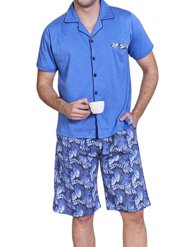 Pijama Con Botones Azul Primavera/verano 2024-2025