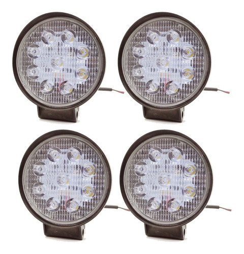 Imagen 1 de 10 de 4 Faro Auxiliar Proyector Redondo 9 Led 27w