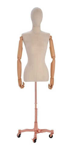 Manequim Tecido Com Cabeça Pedestal Rose Braço Articulado