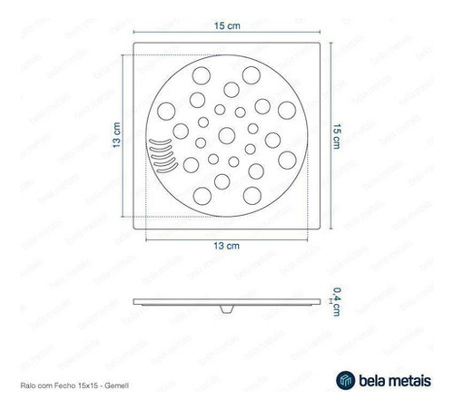 Kit 02 - Ralo Com Fecho + Porta Grelha 15x15 Cm (preto)