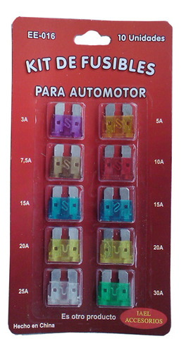 Kit Fusibles Planos X10 Unidades 3a Al 30a