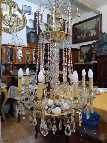 Antigua Araña Imperio Bronce Caireles 12 L No Envio N152 (Usado)