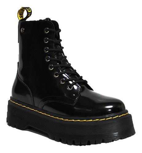 Botines Snooxl Mujer En Color Negro-blanco En Charol