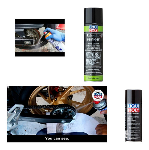 Kit Limpieza Y Grasa Lubricante Cadena Moto Liquimoly