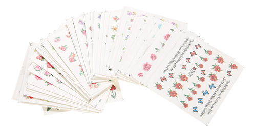 50 Hojas De Flores Mixtas Butterenfly Cartoon Arte De Uñas