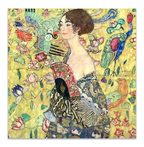 Cuadro Canvas Mujer Con Abanico Gustav Klimt 80x80 M Y C