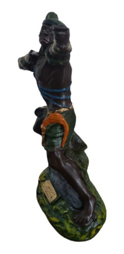 Estatua Imagem Orixa Oxossi - 20cm - Gesso Cor Preto