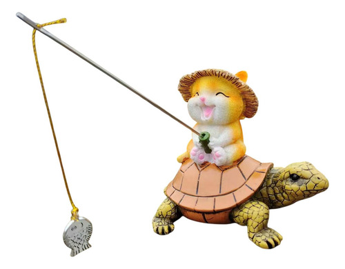 Estatua De Resina De Gato Tortuga Para Jardín, Decoración